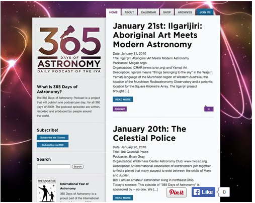 Color combination of 365Days of Astronomy Web design