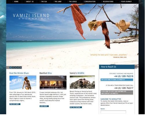 Color combination of Vamizi Island Web design
